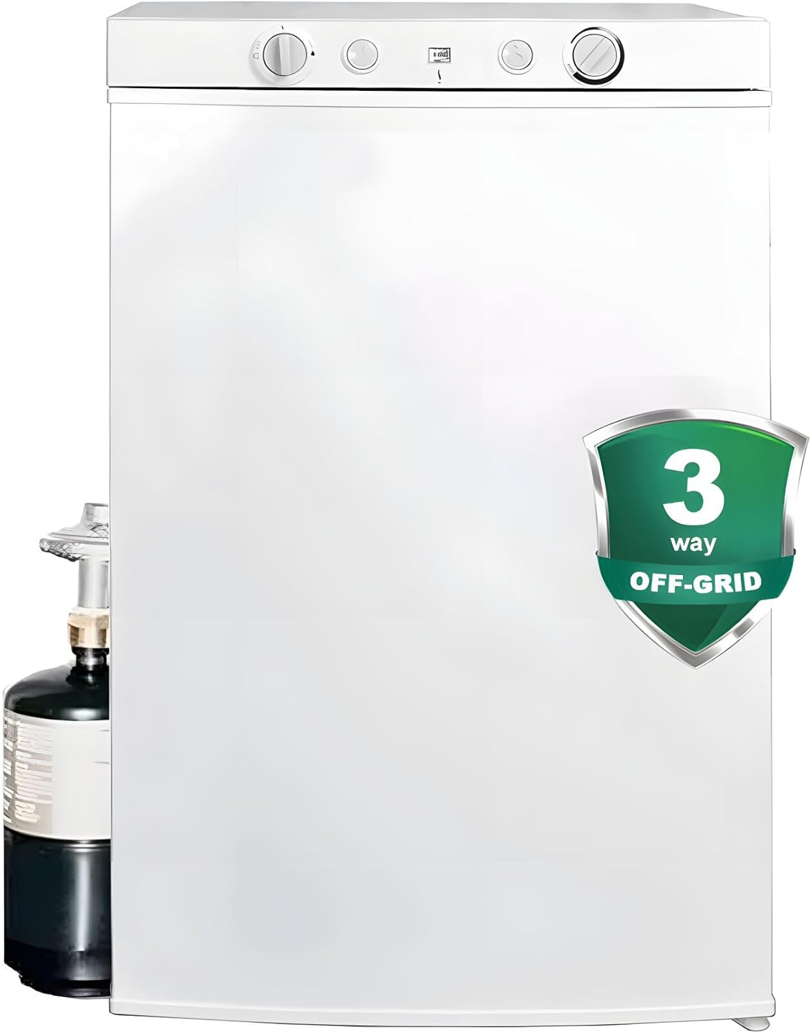 SMETA Propane Refrigerator RV 3 way Off Grid Camper Fridge Outdoor Refrigerator for Patio 12V/110V/Gas LPG, No Noise, Solar Fridge for RV Garage, Single Door, 3.5 Cu.Ft, White