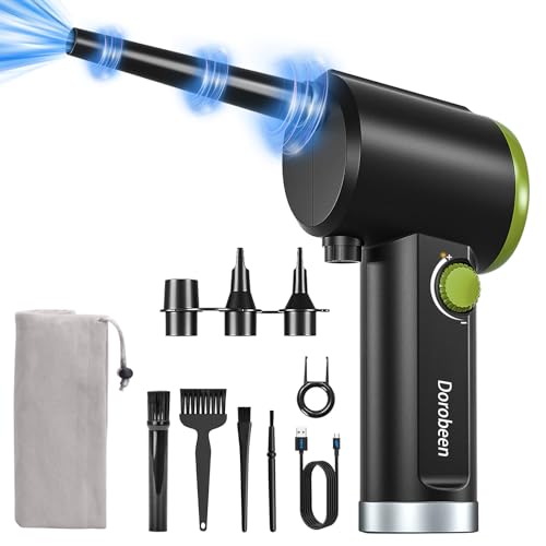 DOROBEEN Compressed Air Duster, Cordless Handheld Air Blower, Stepless Speed, 41000RPM, Portable Rechargeable Built-in Battery, Electric Air Duster for Computer Keyboard Electronics Cleaning