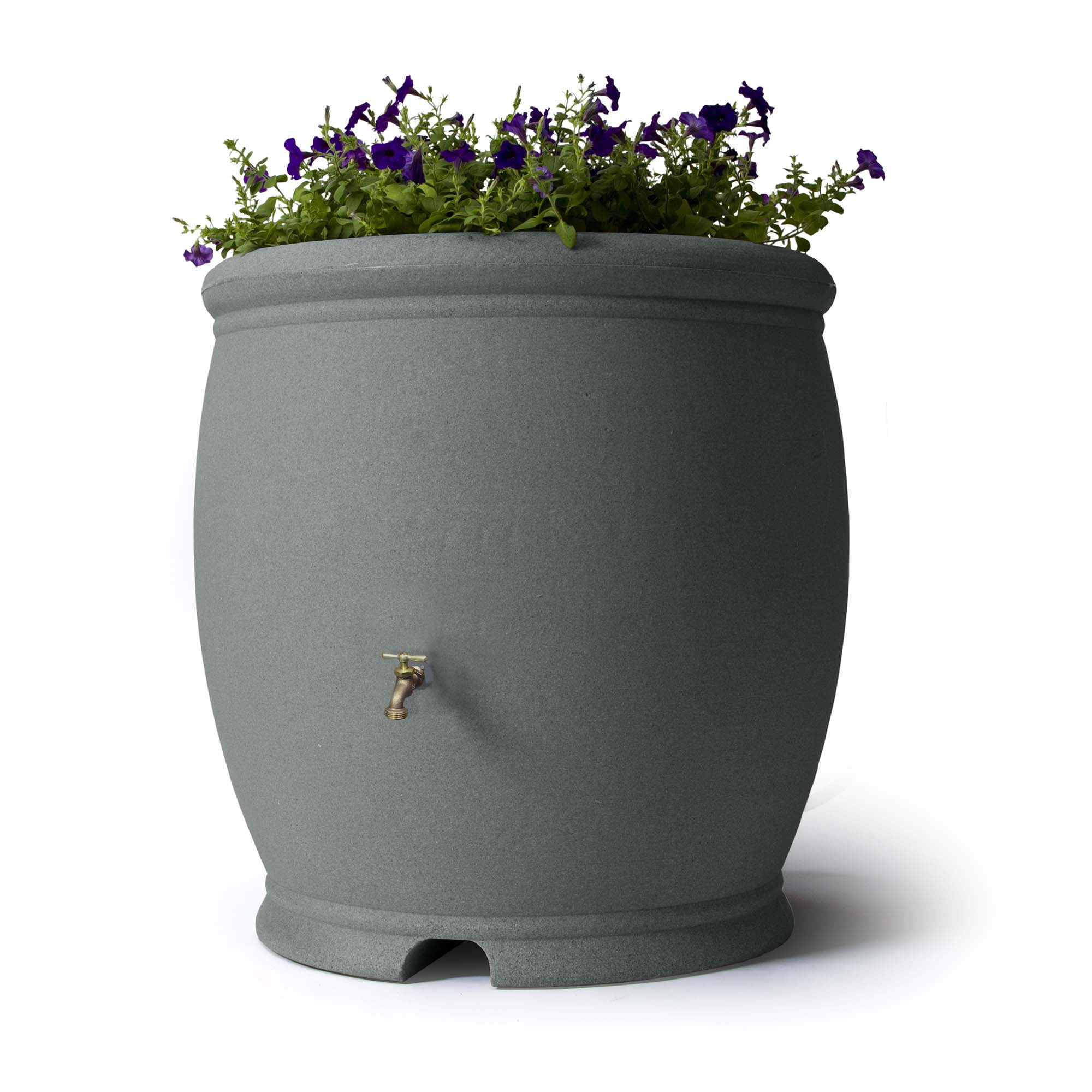 Algreen Barcelona 100 Gallon Rain Water Collection Barrel, Charcoal Stone
