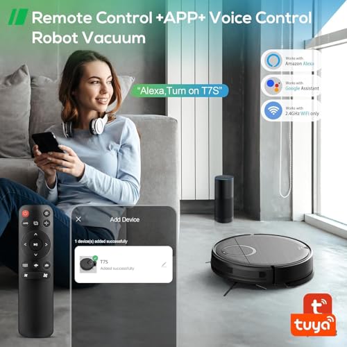 Robot Vacuum and Mop Combo, 2 in 1 Mopping Robotic Vacuum Cleaner with Schedule, Wi-Fi/App/Remote, Max Suction 2000Pa, Self-Charging, Slim, Ideal for Hard Floor, Pet Hair, Low-Pile Carpet