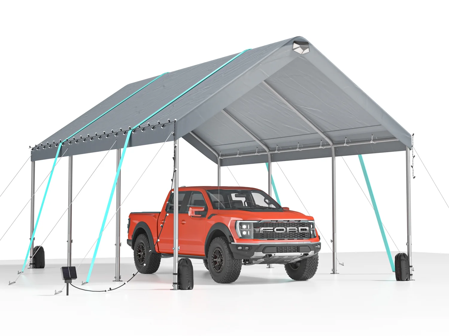 10X20FT Heavy Duty Carport Canopy,Extra Large Portable Car Tent Garage with Roll-up Windows and All-Season Tarp Cover,Metal Roof &Side Walls for Car, SUV,Boats&Truck Shelter Logic Storage Gray