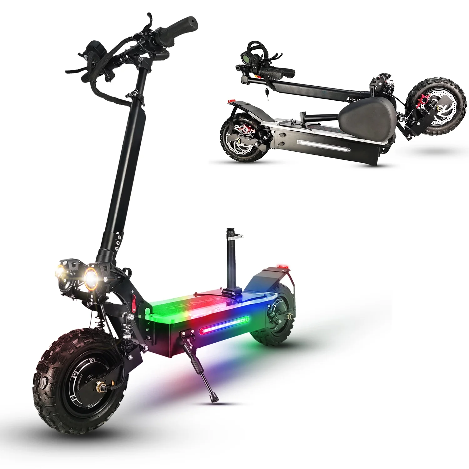 NEWWARE Electric Scooter with Seat, Dual Drive 5600W Motors, Up to 40 MPH & 40 Miles, 60V/27AH Battery, 11