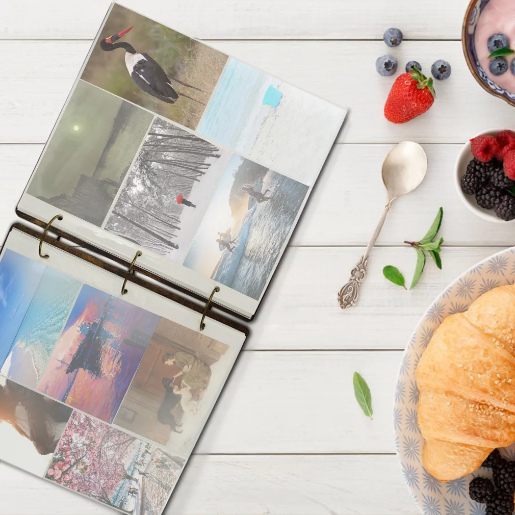 Rustic Photo Album 4x6 with Dried Flower Cover, Brown Photo Book for 500 Photos