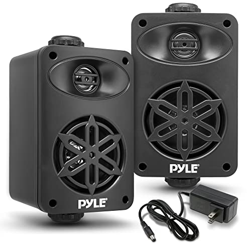 PyleUsa Bluetooth Indoor Outdoor Speakers Pair-300 Watt Dual Waterproof 4” 2-Way Full Range Speaker System w/ 1/2” High Compliance Polymer Tweeter-Home, Boat, Marine, Deck, Patio,Poolside - PDWRBT46BL