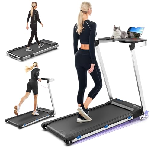 3 in 1 Foldable Treadmill with Desk Workstation - 3.0HP & 350 lb Capacity, Under Desk Treadmill with Incline for Home Small, Smart Voice Control & App & Remote Control, 2s Folding