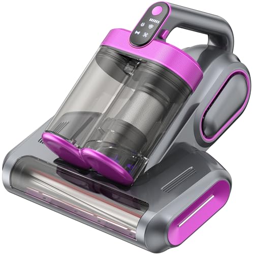 Cordless Mattress Vacuum Cleaner, Bed Vacuum Cleaner with 18Kpa Suction 253.7nm UV-C Light & 80000Rpm Rotation Ultrasonic Tech Double-Cup, Portable Handheld Vacuum for Bed/Fabric Sofa/Carpet Cleaning