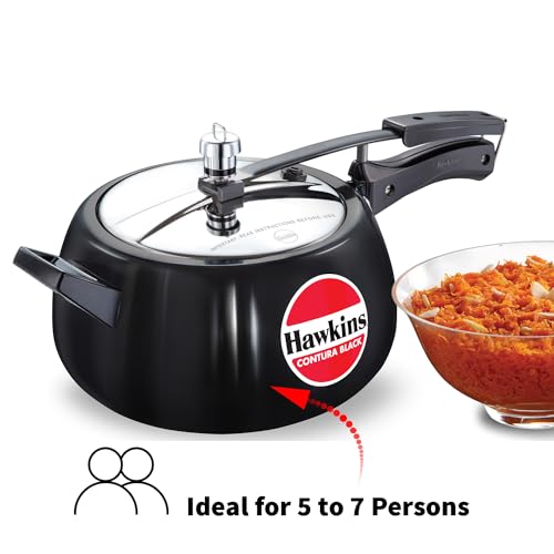 Hawkins 3 Litre Contura Black Pressure Cooker, Hard Anodised Inner Lid Cooker, Handi Cooker, Black (CB30)