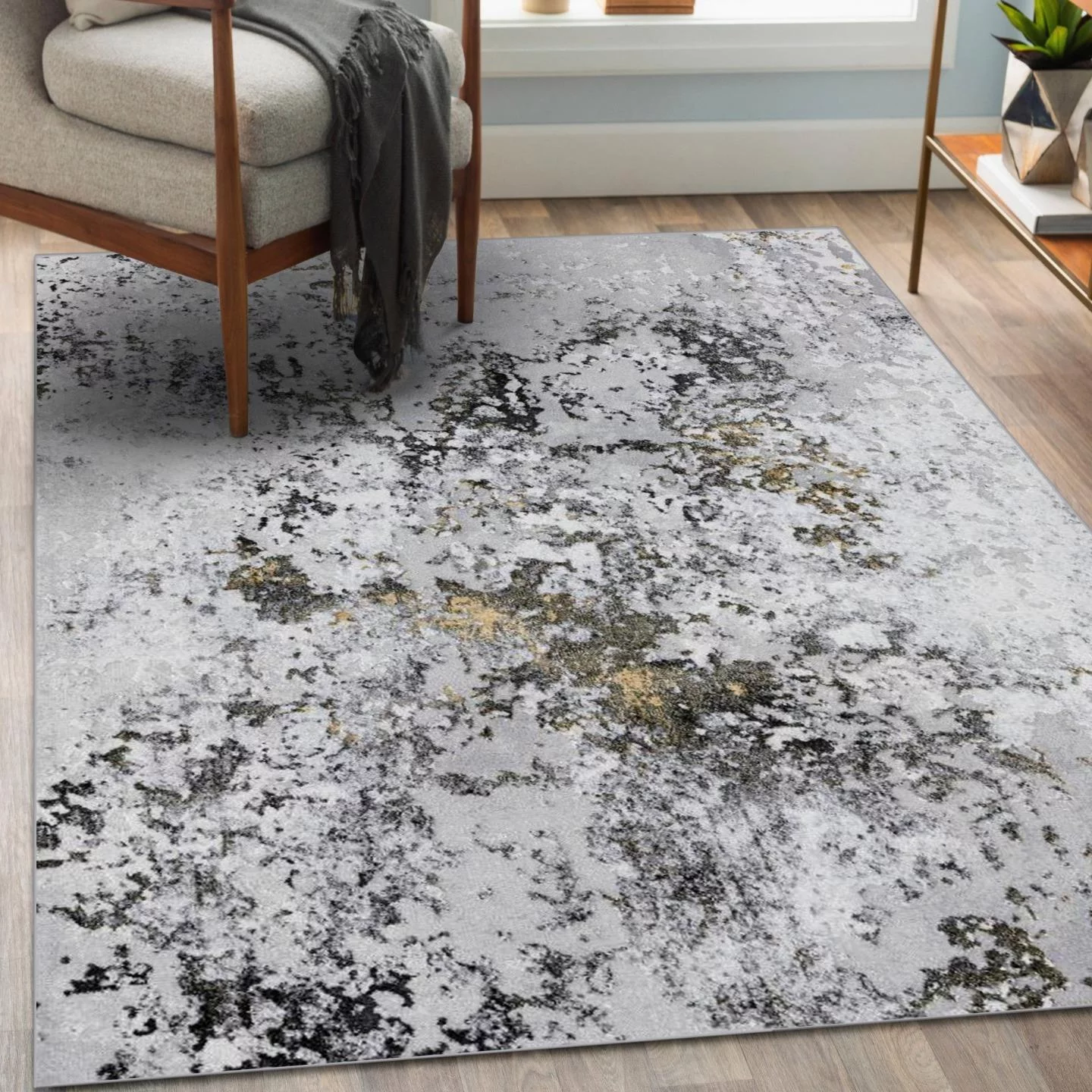 Luxe Weavers Modern Abstract Design Anthracite 2x3 Area Rug for Bedroom or Living Room