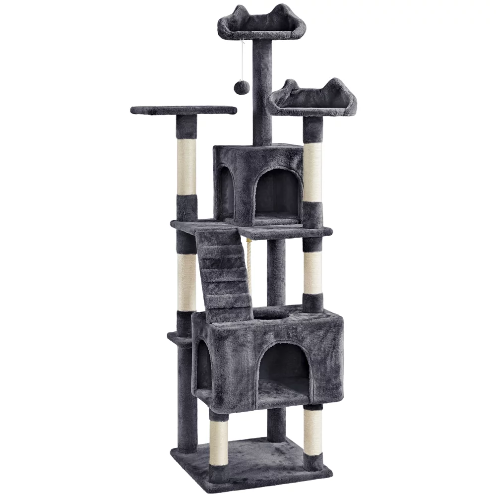 Yaheetech 72'' Height Multi Level Cat Tree with Condos & Scratching Post, Dark Gray