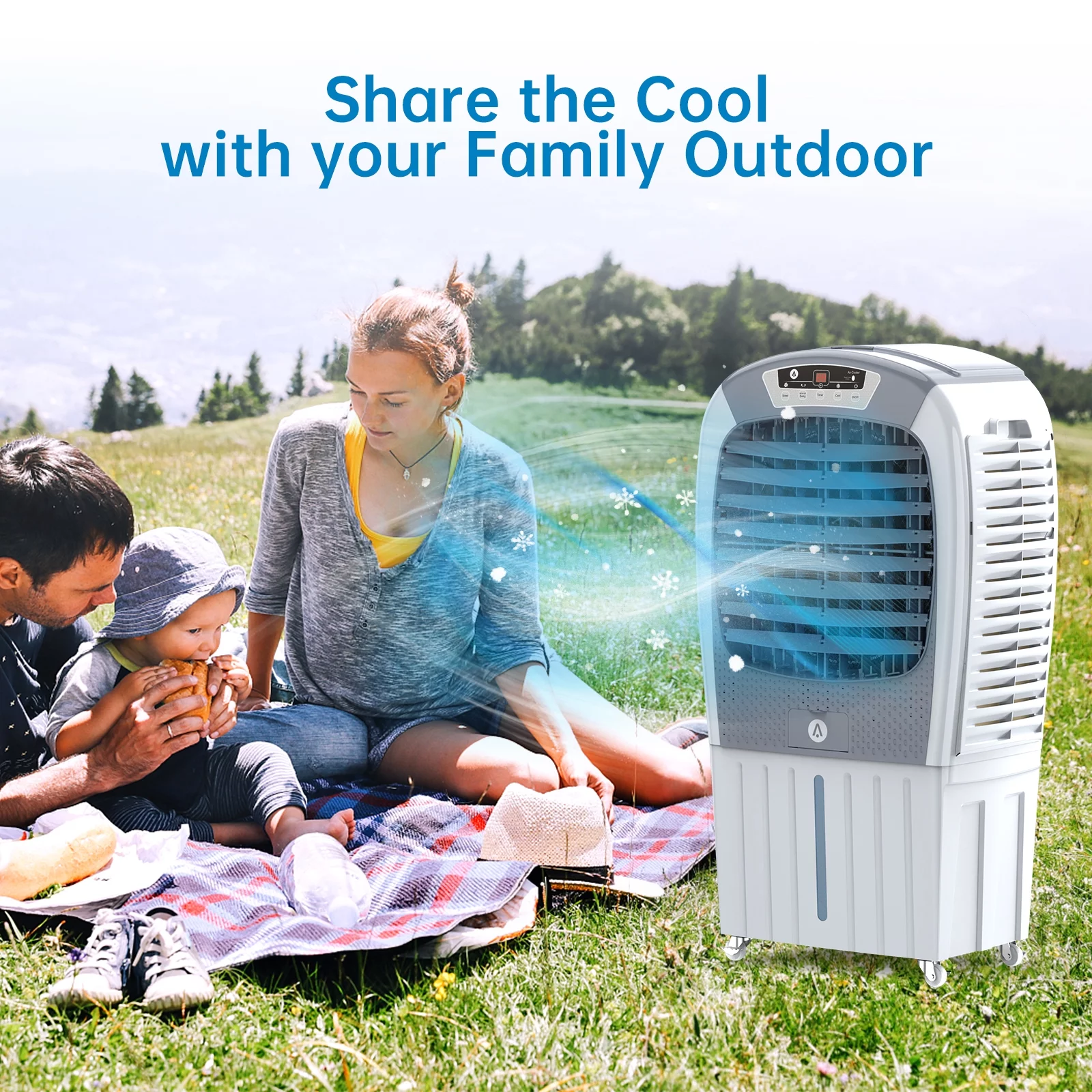 Homhougo—3-in-1 Portable Evaporative Air Cooler Fan & Humidifier with Remote, 24 Hr Timer, 10.5 gal Tank