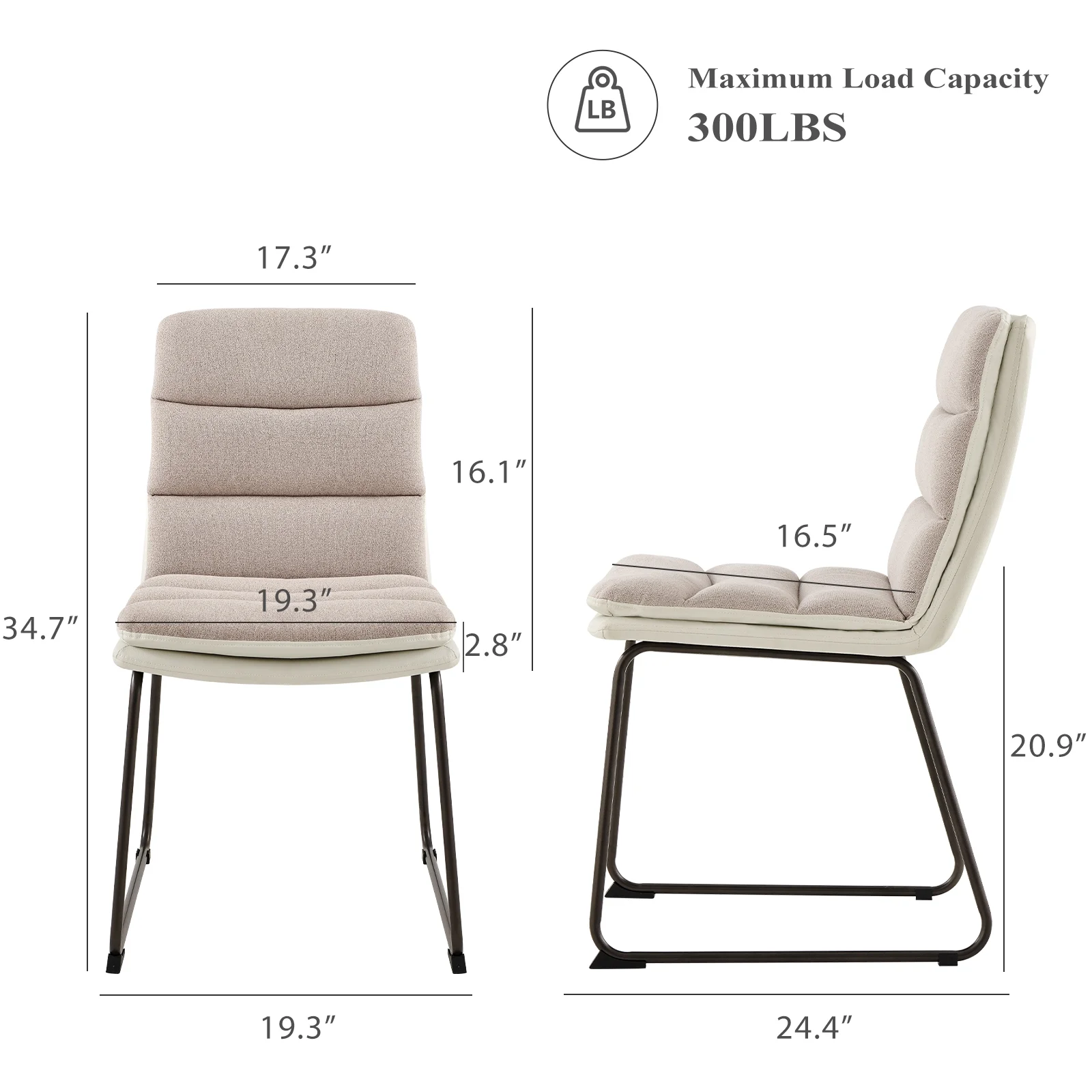 COLAMY Fabric Dining Chairs Set of 6, Modern Upholstered Dining Room Chairs for Kitchen, Brown