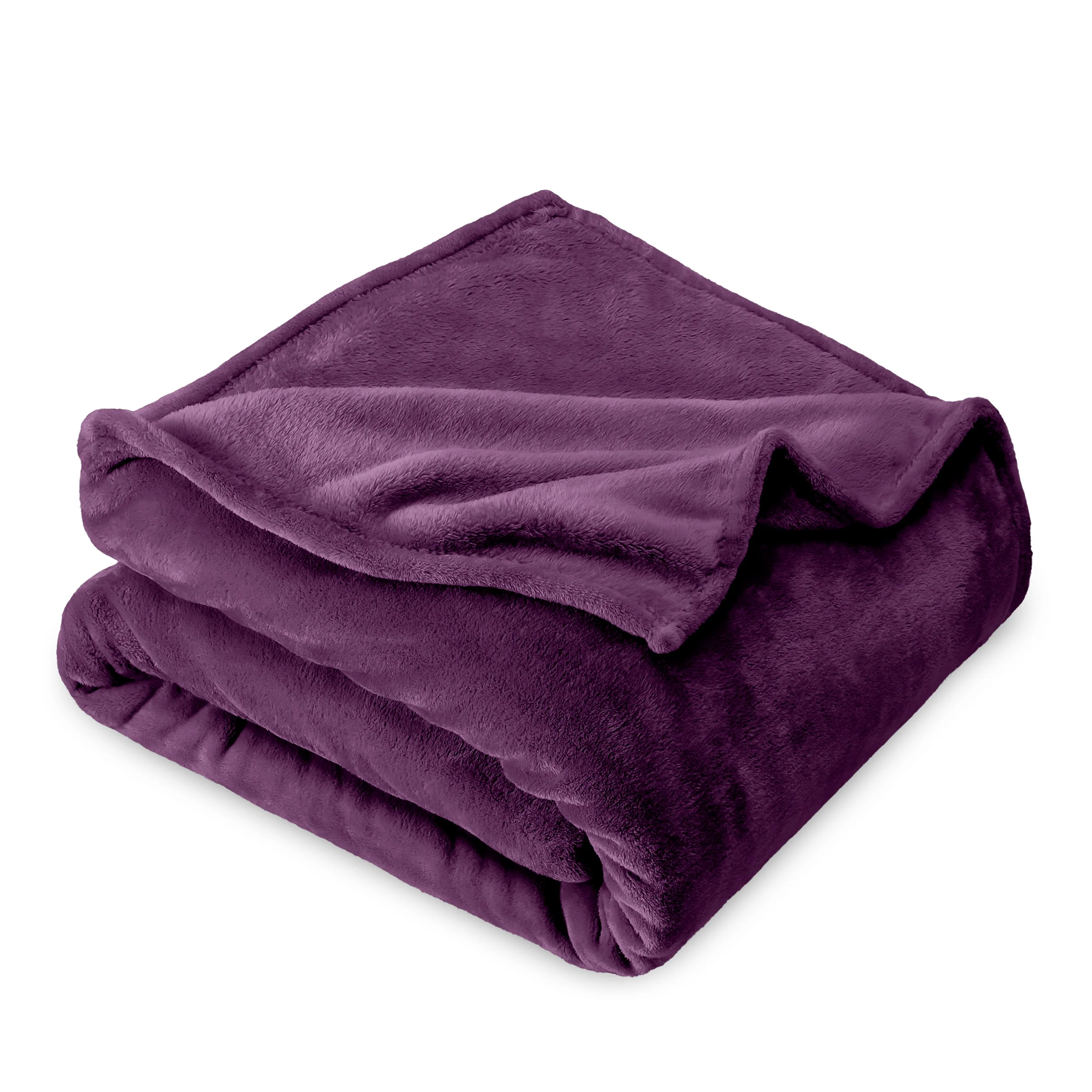 Bare Home Microplush Fleece Blanket - 300 GSM - Fuzzy Microfleece - Soft & Plush - Full/Queen, Plum