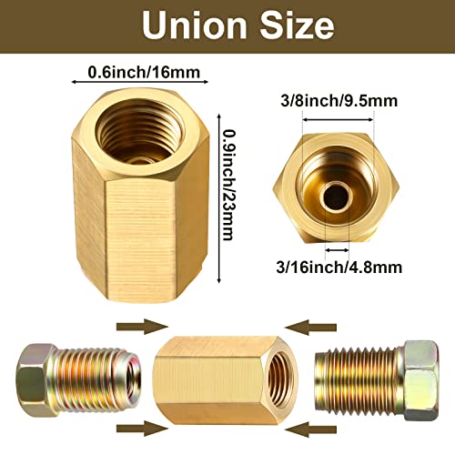 Frienda 12 Pieces 3/8 Inch-24 Threads Brake Line Fittings Assortment for 3/16 Inch Tube (4 Unions, 8 Nuts)