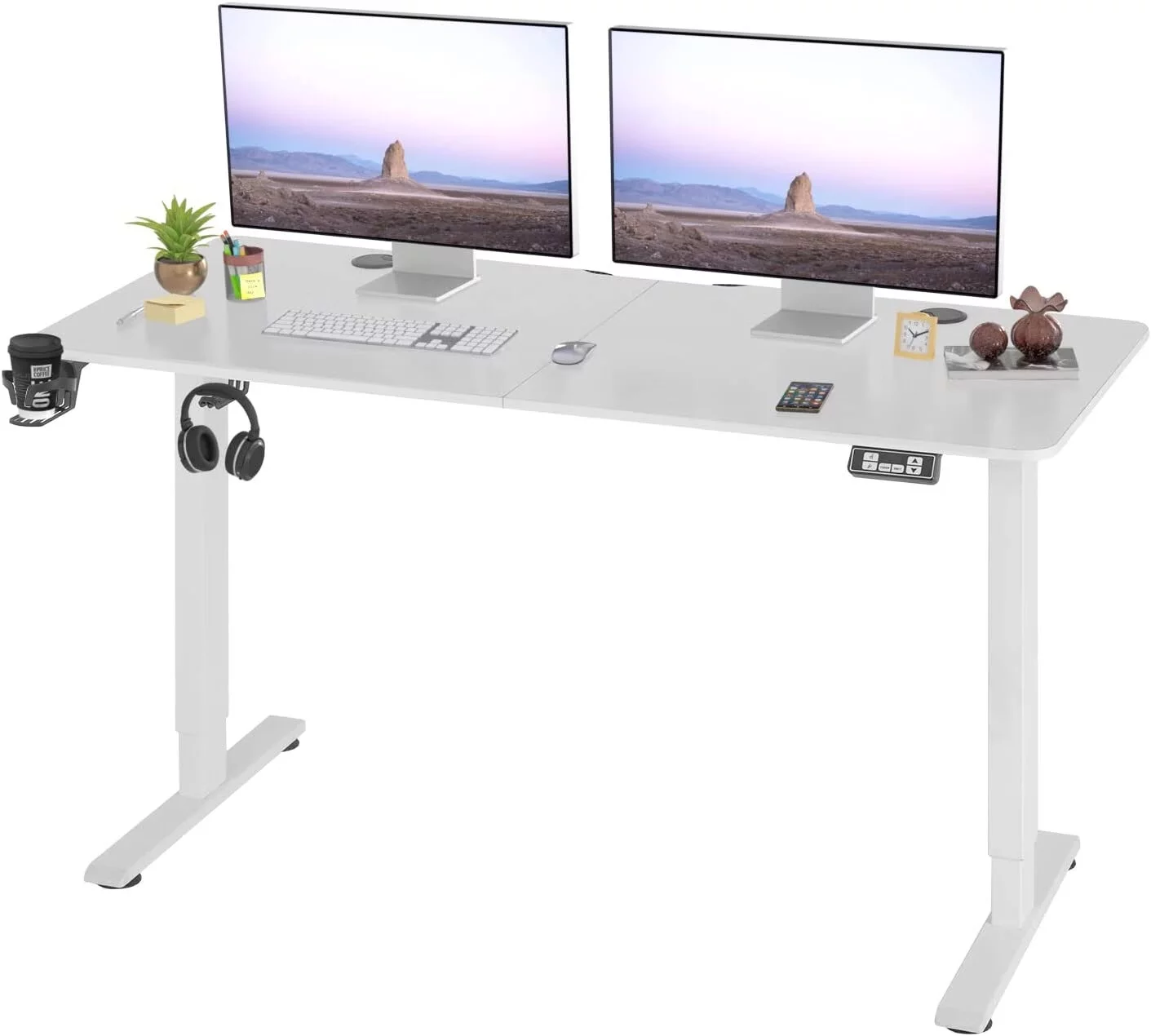 YRLLENSDAN 55 inch Electric Standing Desk Adjustable Height, Computer Desk Stand Up Desk Home Office Gaming Desk Table Writing Computer Workstatio
