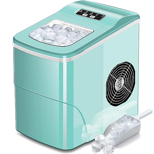 AGLUCKY Ice Makers Countertop with Self-Cleaning, 26lbs/24hrs, 9 Cubes Ready in 6 Mins, Portable Ice Machine with 2 Sizes Bullet Ice/Ice Scoop/Basket for Home/Kitchen/Office/Bar/Party, Black