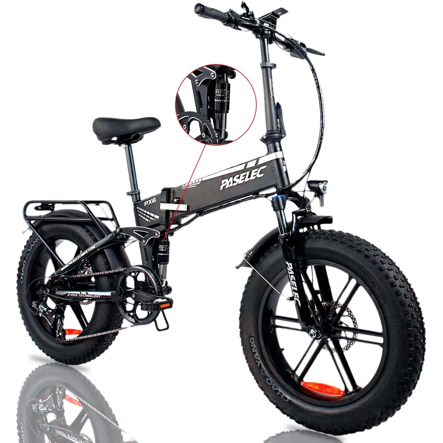 Paselec Folding Electric Mountain Bike for Adults,750W Motor E-bike 20'' Electric Commuter Bicycle, Aluminum Alloy Snow MTB Built-in 48V 12Ah Removable Battery, 9 Speed Black