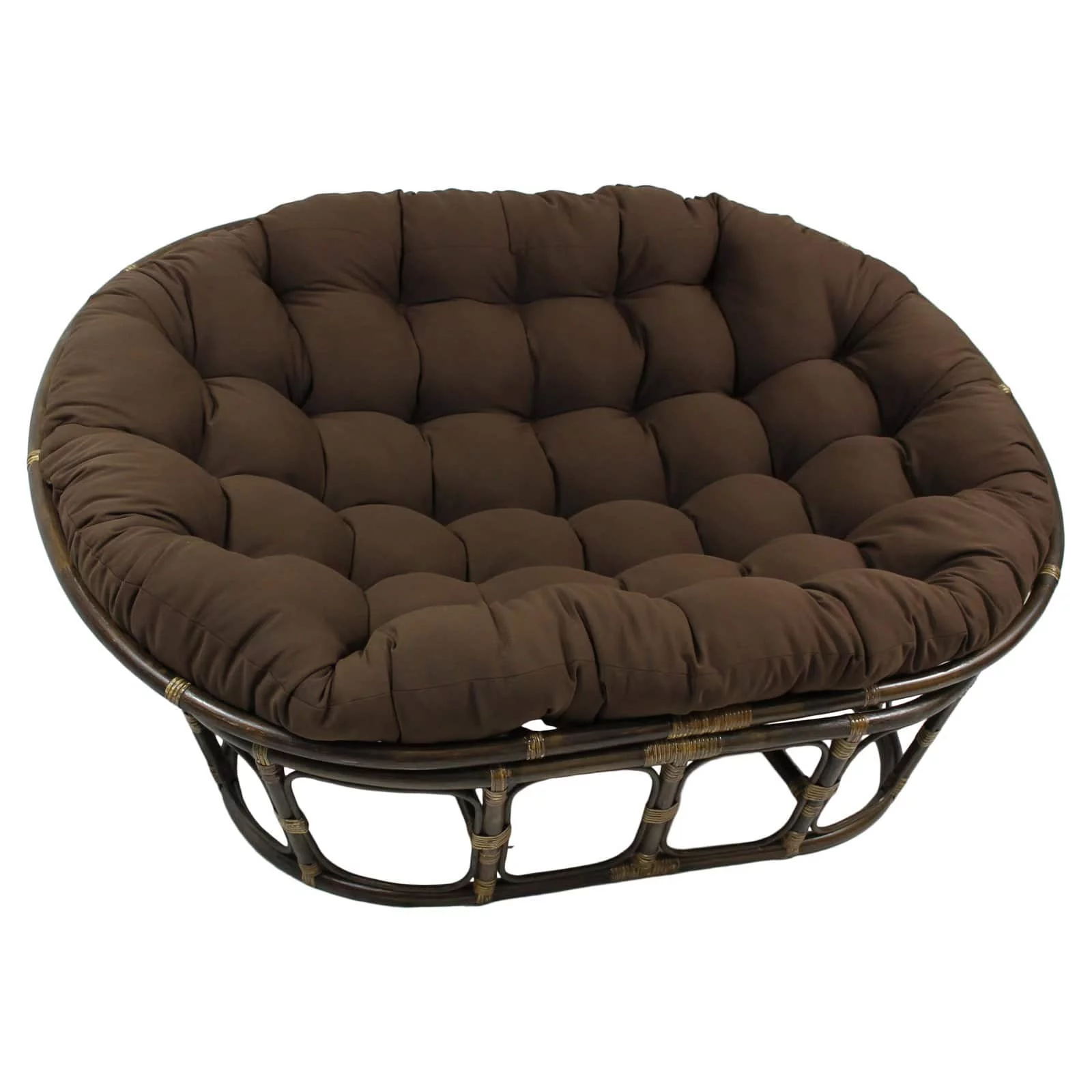 International Caravan Rattan Double Papasan  Chair with Twill Cushion