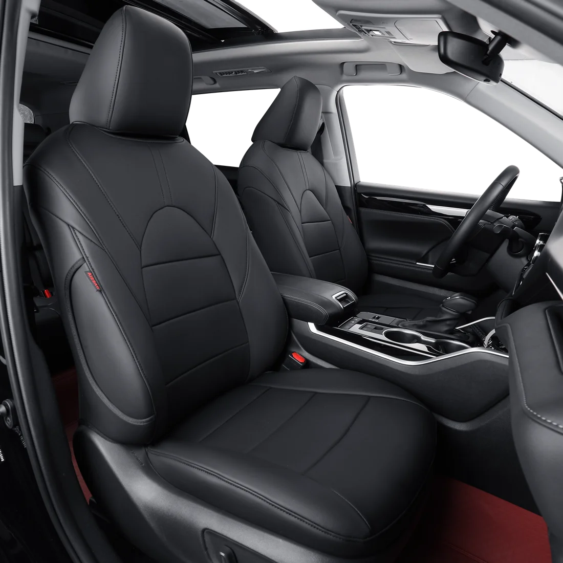 Coverdream Custom Fit Camry Car Seat Covers for Toyota Camry XLE, XSE, XLE V6, XSE V6 2018 2019 2020 2021 2022 2023 2024 (Not for Hybrid) - Leatherette (Black,Full Set)