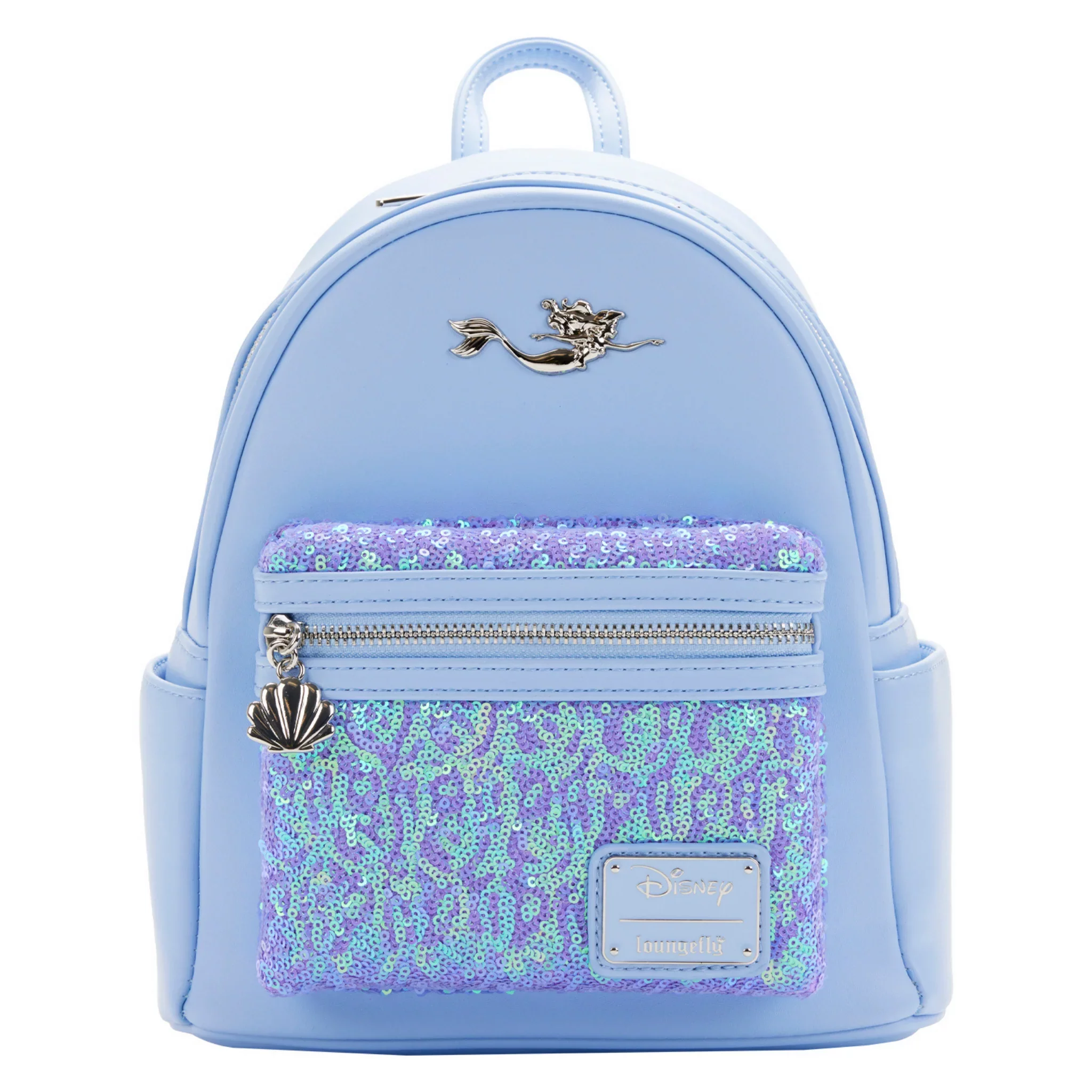 Loungefly Disney Little Mermaid Ariel Purple Lavender Pastel Sequins Mini Backpack