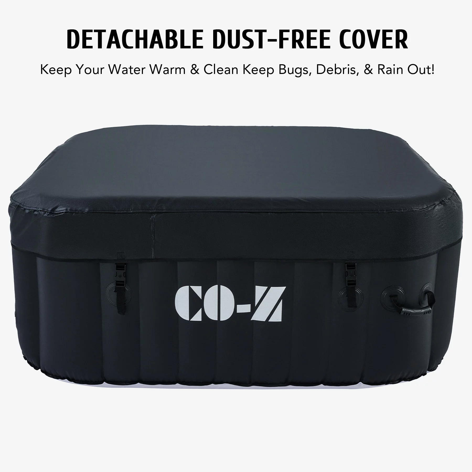 CO-Z 2-4 Person 5' Inflatable Spa Tub with 120 Air Jets Heater Electric Pump Outdoor Hot Tub Black