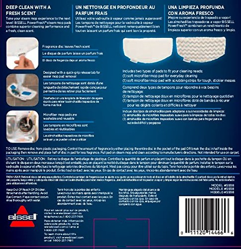 BISSELL New Genuine OEM PowerFresh Steam Mop Pads (2 pk) with Fragrance Discs (4 ct), 5938