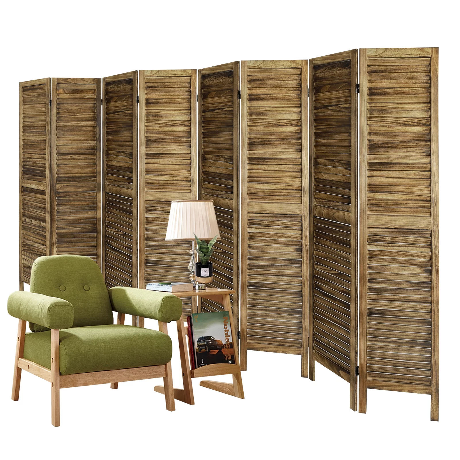 Hofitlead 8 Panel Room Divider, Folding Room Divider Privacy Screen 5.6Ft Tall, for Home Office Bedroom,Brown