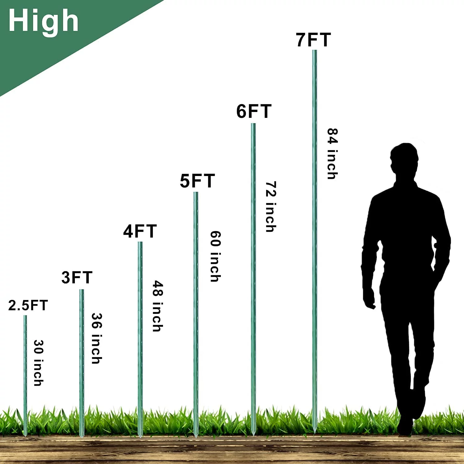 WAENLIR Garden Stakes 4ft Sturdy Plant Sticks/Support, Tomato Stakes, Pack of 30