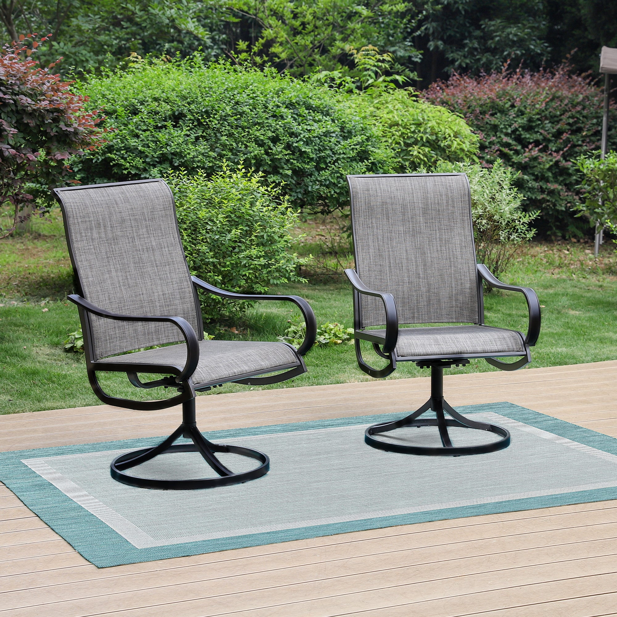 Sophia & William Patio Swivel Dining Chairs Set of 2 with Black Steel Frame