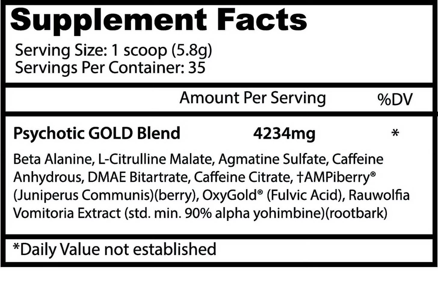 Psychotic Gold Pre Workout - Fruit Punch - 35 Servings - Insane Labz