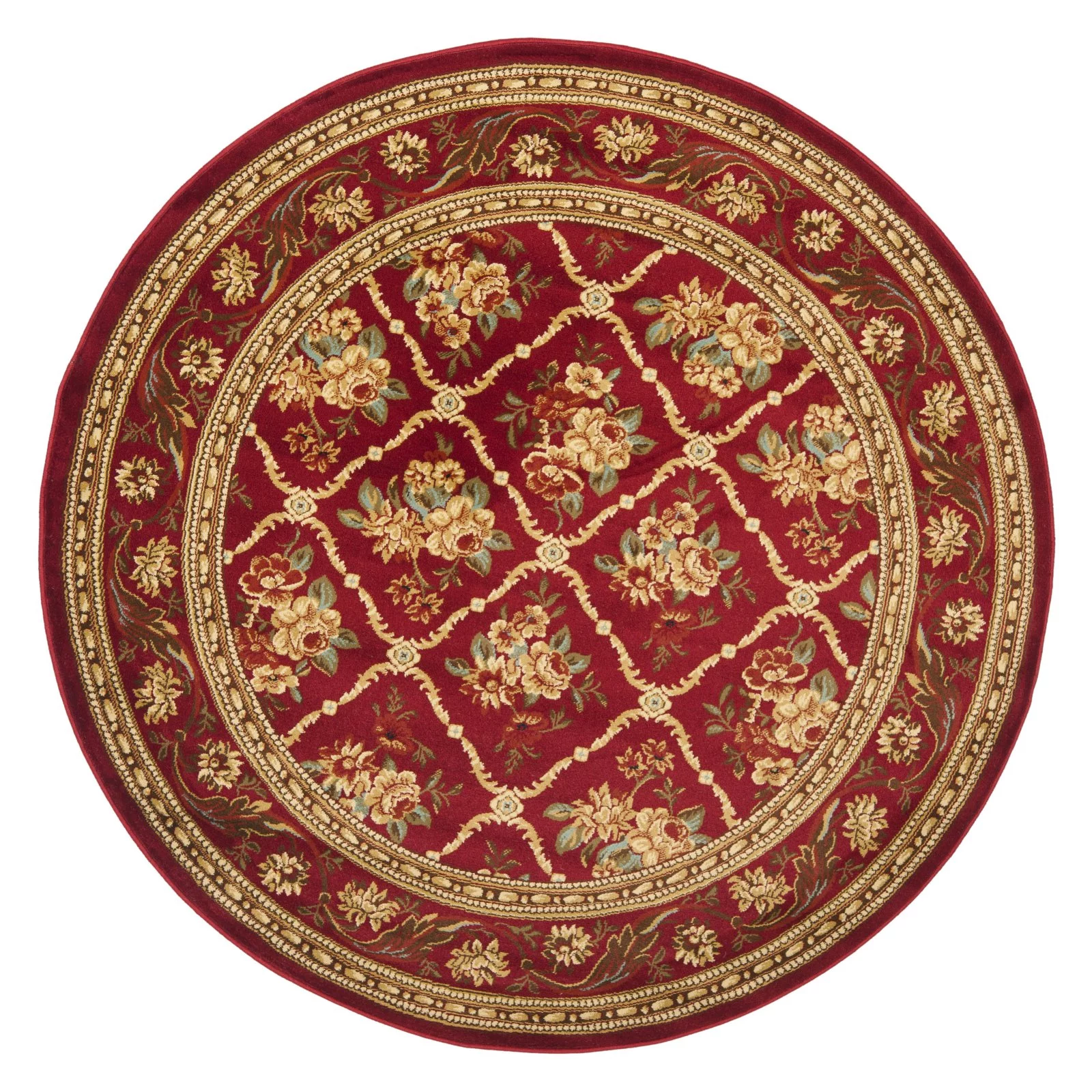SAFAVIEH Lyndhurst Mason Floral Border Area Rug, Red, 6'7