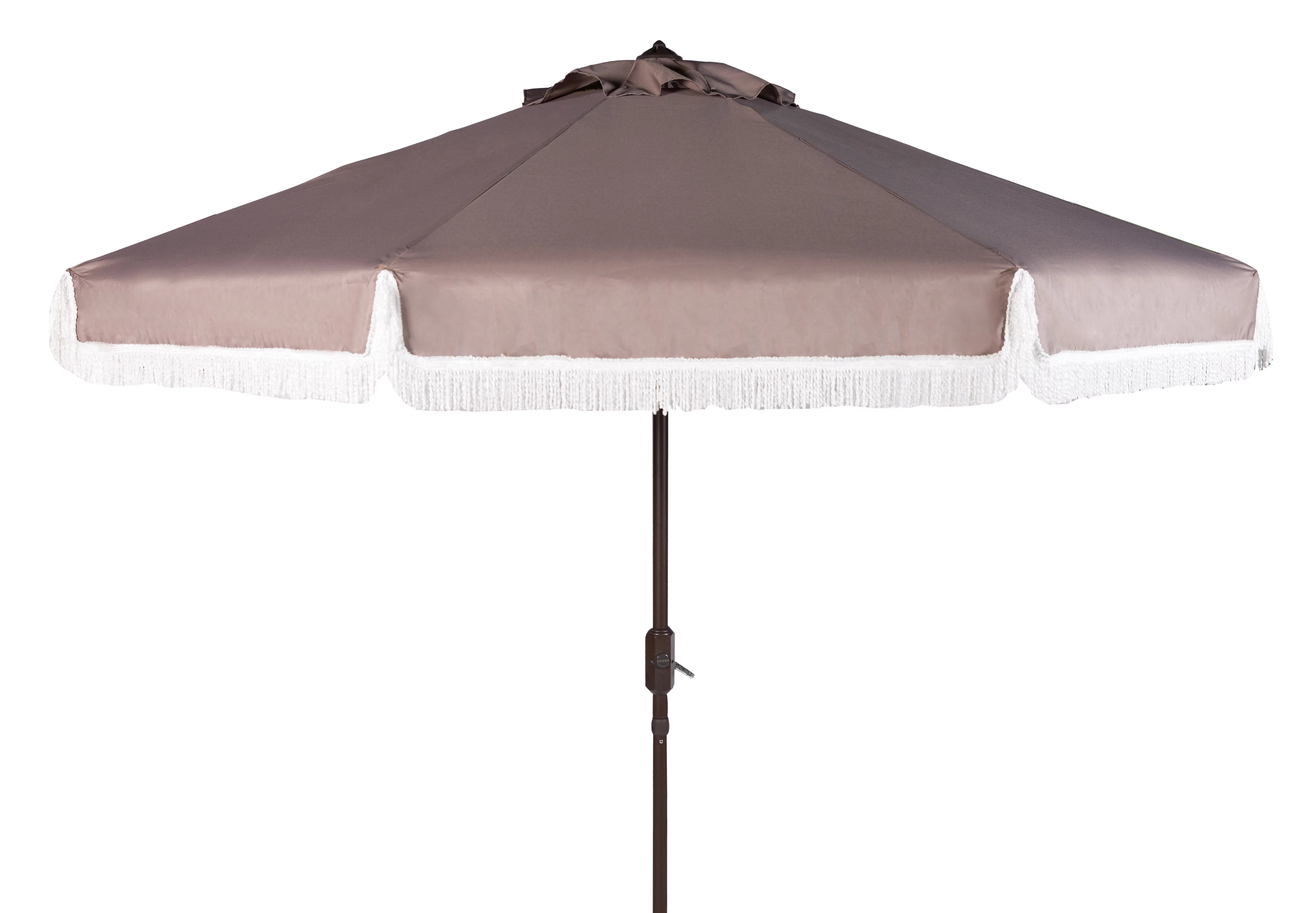 Safavieh Milan 9' Market Crank Fringe Tilt Patio Umbrella, Grey/White