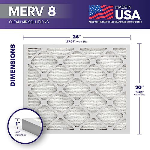 BNX TruFilter 16x20x1 Air Filter MERV 8 (6-Pack) - MADE IN USA – Dust & Pet Defense Electrostatic Pleated Air Conditioner HVAC AC Furnace Filters for Dust, Pet, Mold, Pollen MPR 600 – 700 & FPR 5