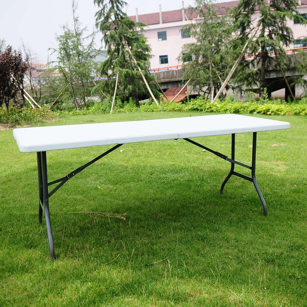 Ktaxon 6 FT Portable Folding Picnic Plastic Camping Table, Platsic Folding Table for Outodor, Patio, Garden, Yard, Lawn, White