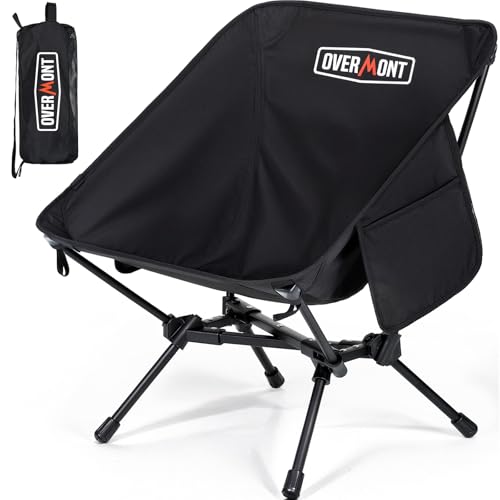Overmont Ultralight Portable Camping Chair- Lightweight Folding Backpacking Chair, Support up to 330Lbs Compact Beach Chair for Adults with Carry Bag for Backpack Hiking Fishing Outdoor Camp Travel