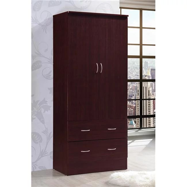 Hodedah  2 Door Wardrobe - Mahogany