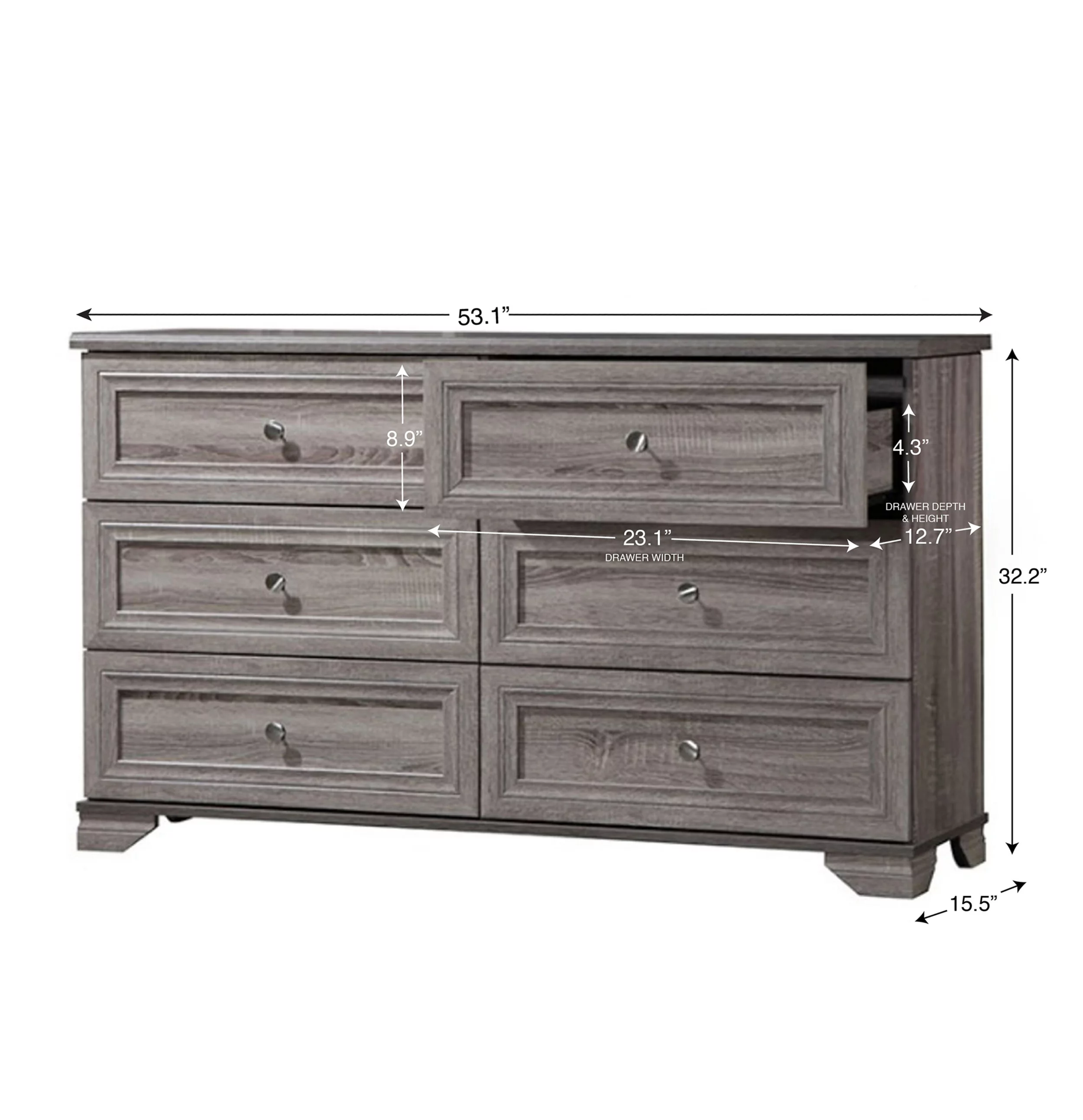 Belle Isle Furniture South Lake 6 Drawer Double Dresser