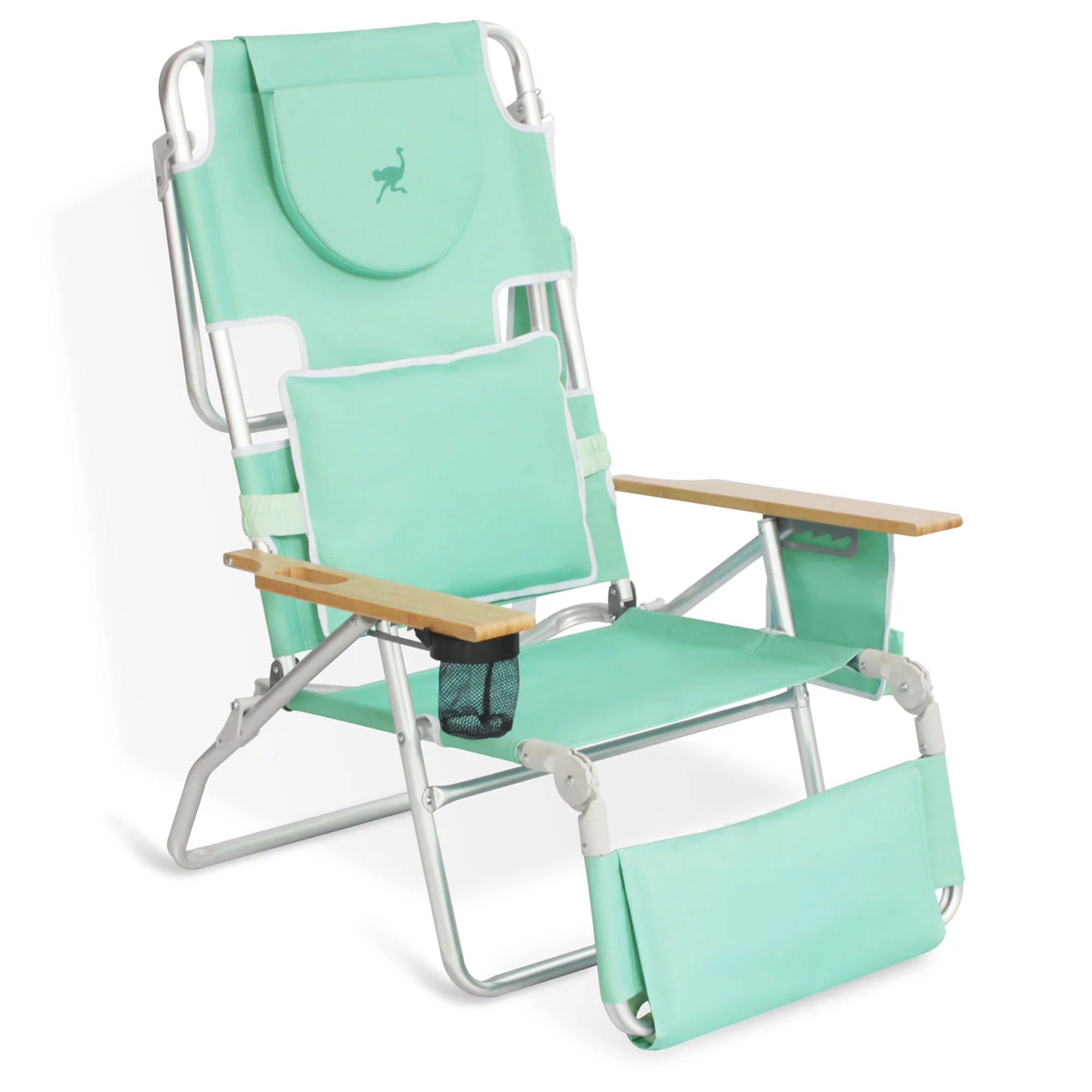 Ostrich Deluxe Padded 3-N-1 Outdoor Folding Beach Chair, Teal (2 Pack)