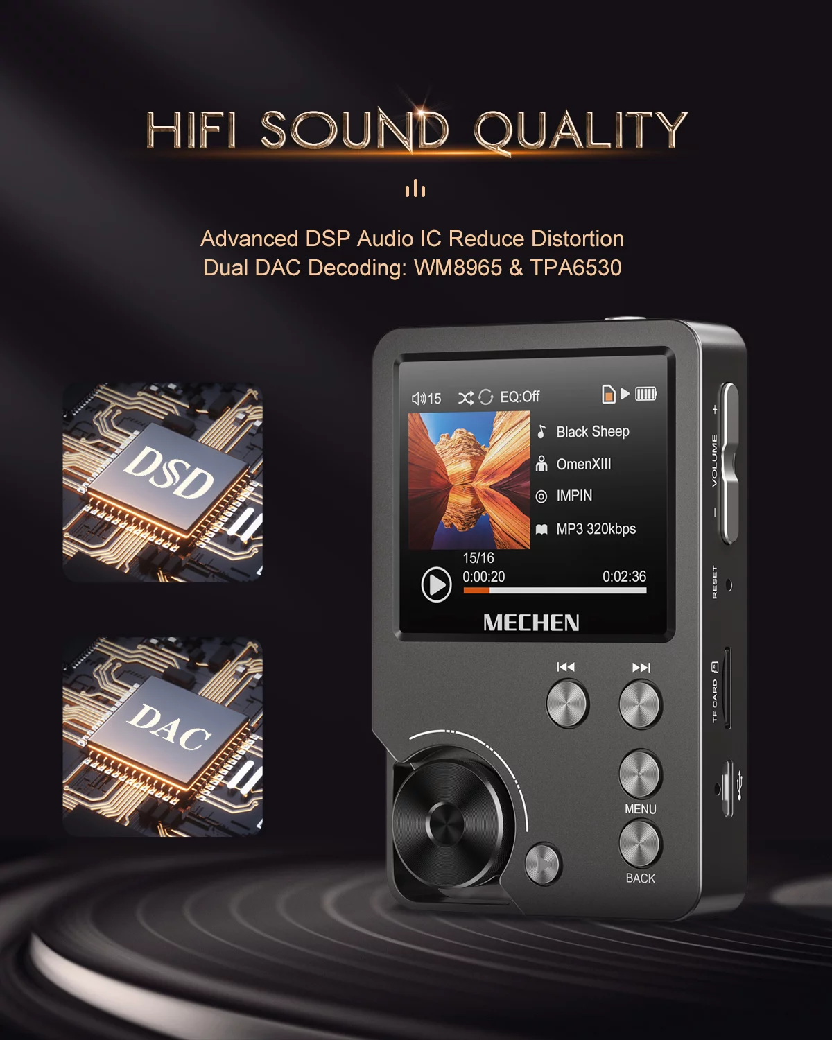 MECHEN M30 Portable Digital Audio Hi-fi Player / Lossless DSD High Resolution / MP3 Player with 64GB Memory Card