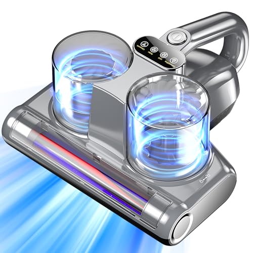 Mattress Vacuum Cleaner 5 in 1 Bed Vacuum Cleaner with 16Kpa Suction 253.7nm UV-C Light, HEPA Filtration, Ultrasonic, High Heating, 30000Rpm/Min Rotation , Replacement Filter Included, 500W, Corded