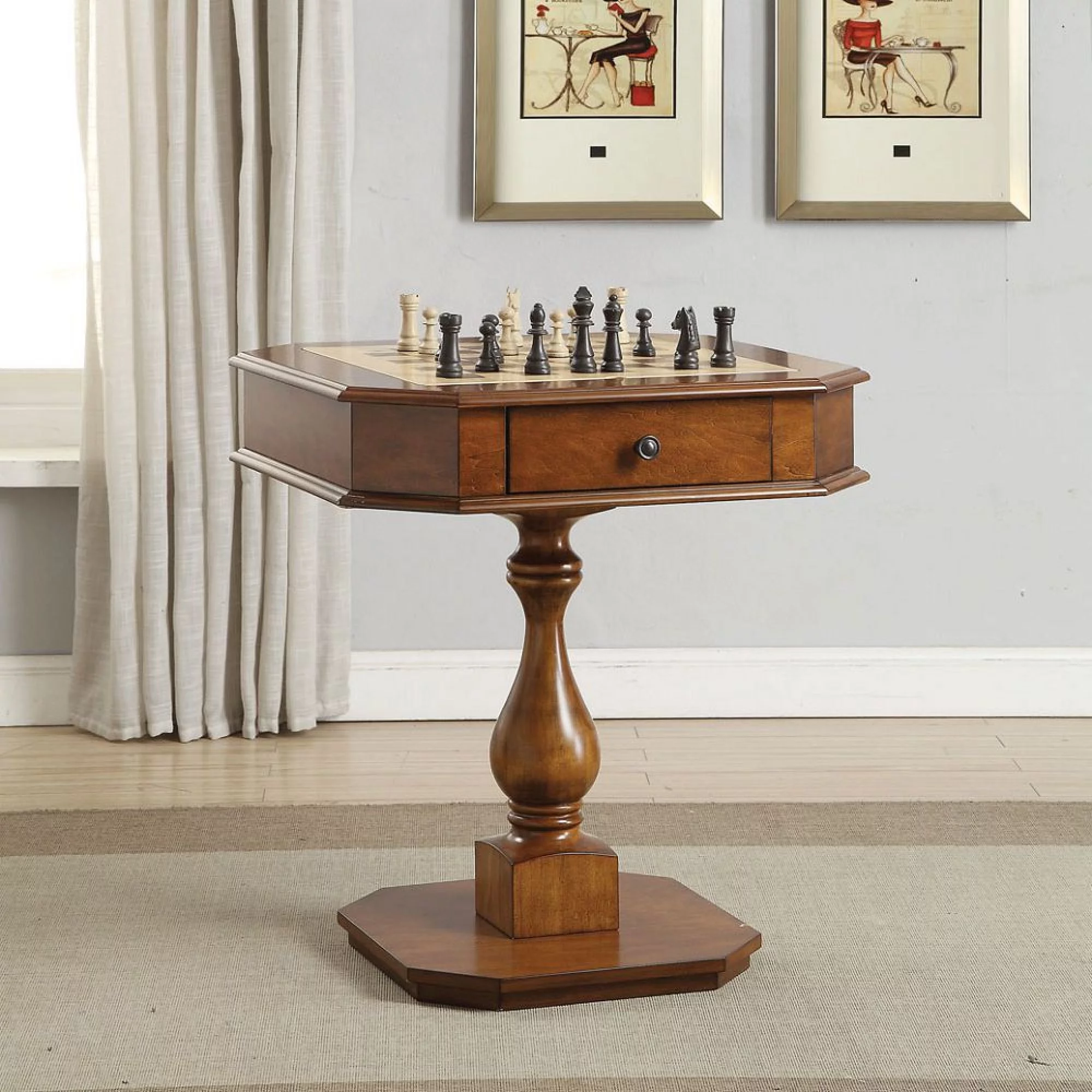 Transitional Style ACME Bishop Game Table in Cherry