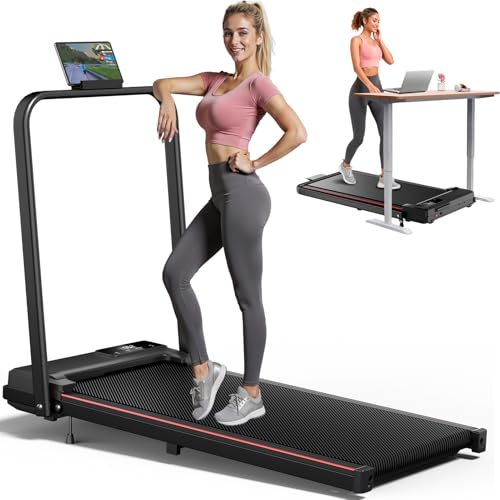 7.8MPH Incline Treadmill for Home, Walking Pad with Handle Bar, Under Desk Compact Treadmill with 350 Lbs Capacity, LED Display & APP, Remote Control, 3.0HP