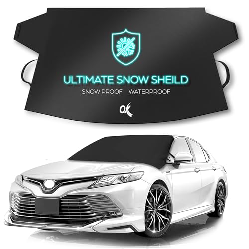 OxGord Windshield Cover for Ice and Snow - 700D Marine Waterproof Fabric for Harshest Weather- Fits Cars Trucks SUV Original Design As Seen on TV