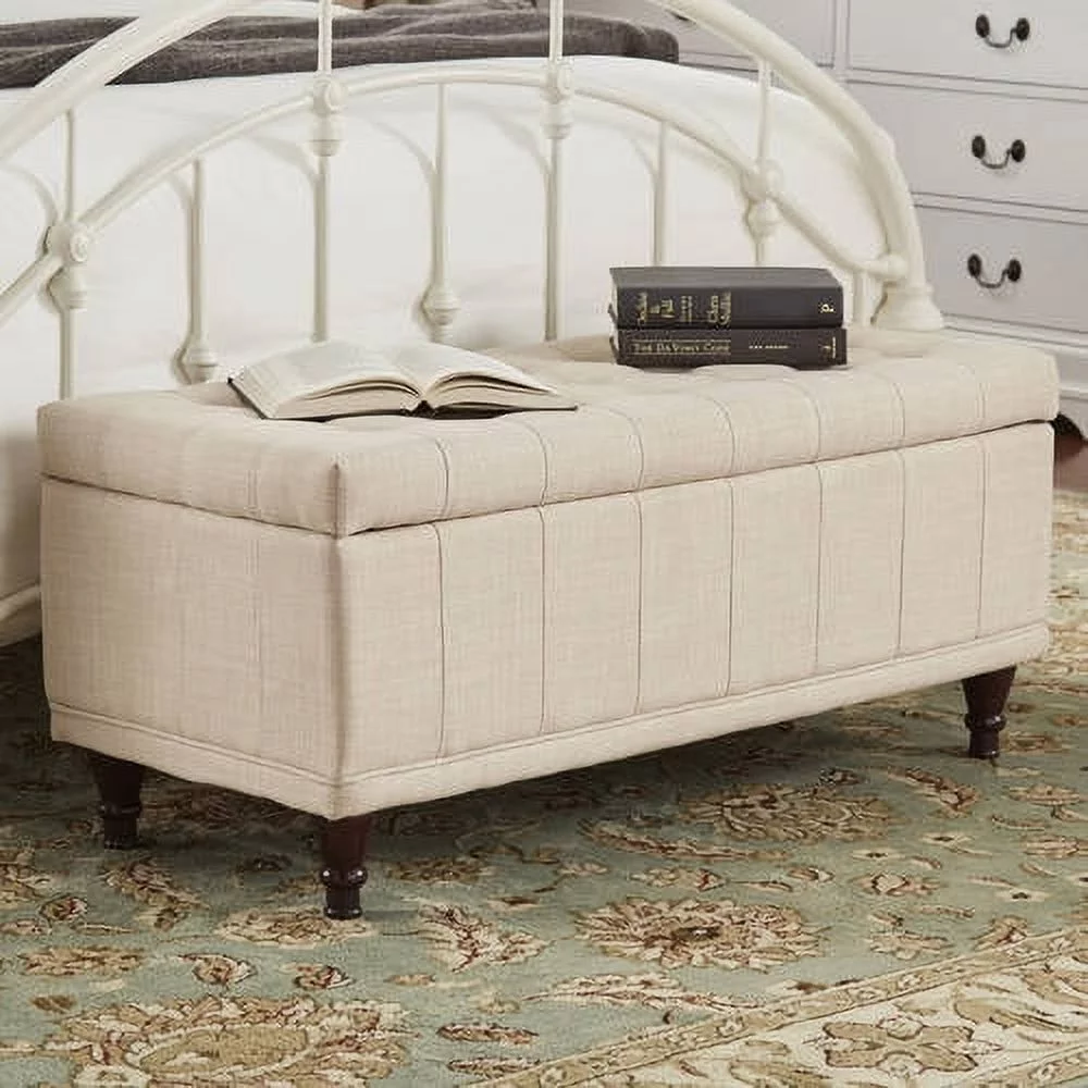 Chelsea Lane Lift-Top Linen Storage Bench, Warm Beige