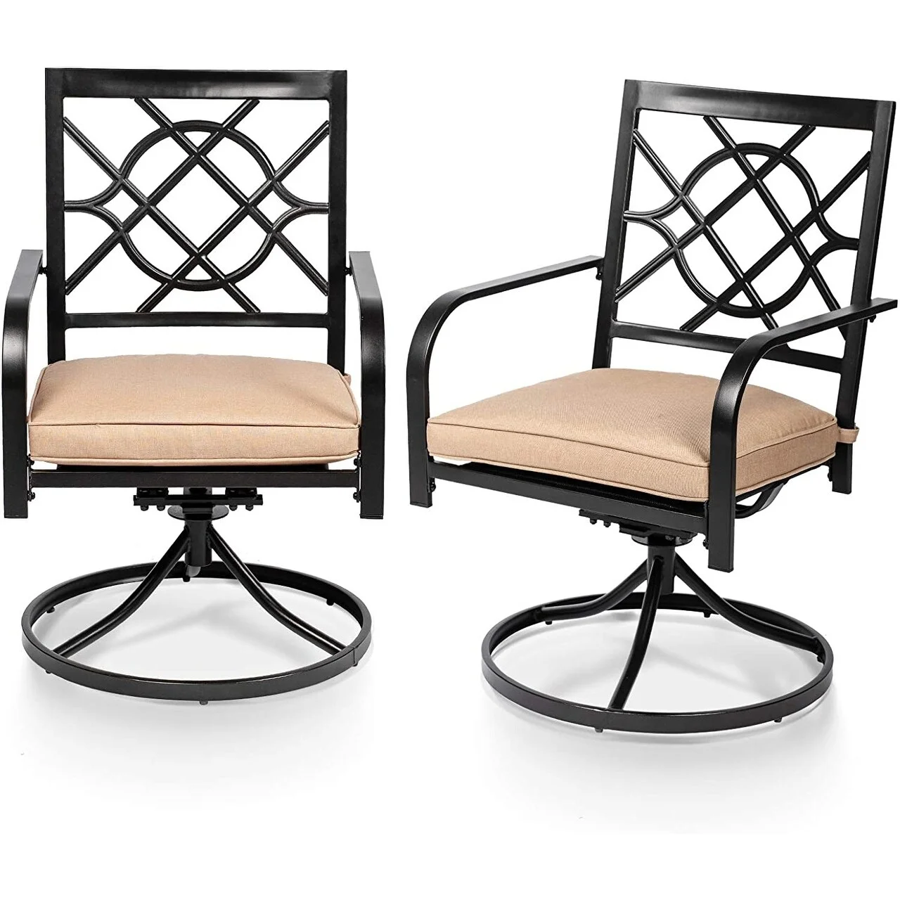 SUNCROWN Outdoor Patio Metal Swivel Rocker Dining Chairs Set of 2
