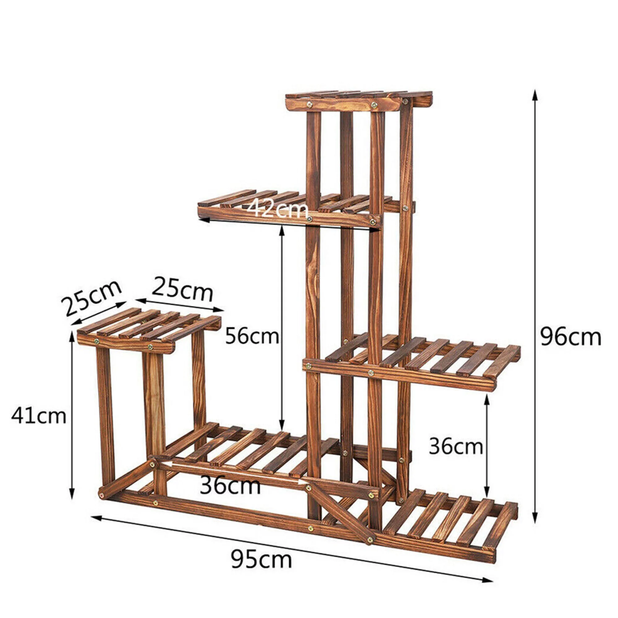 Wood Plant Stand High Low Shelves Flower Rack Display Plant Stand Rack 5 Tier for Indoor Outdoor Patio Porch Balcony (with a Pair of Glove)