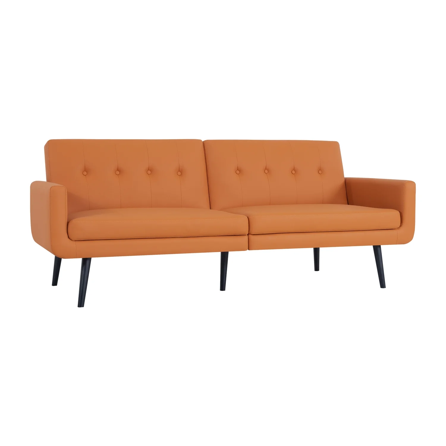 Naomi Home Monica Mid Century Style Futon Sofa Bed-Color:Caramel,Material:Air Leather