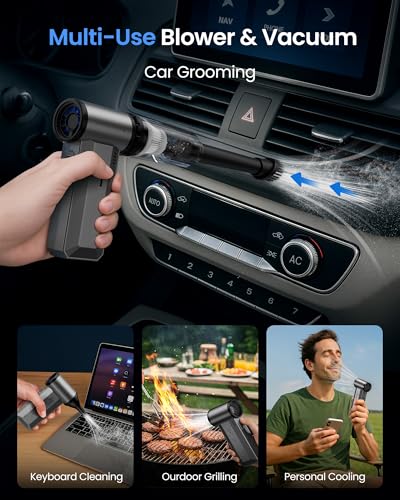 Gaiatop Portable Handheld Turbo Fan, 125500 RPM Electric Air Duster, 35.4m/s Adjustable Speeds Mini Personal Fan, Rechargeable Dust Blower for Keyboard Computer Car Gifts for Men Women Outdoor Travel