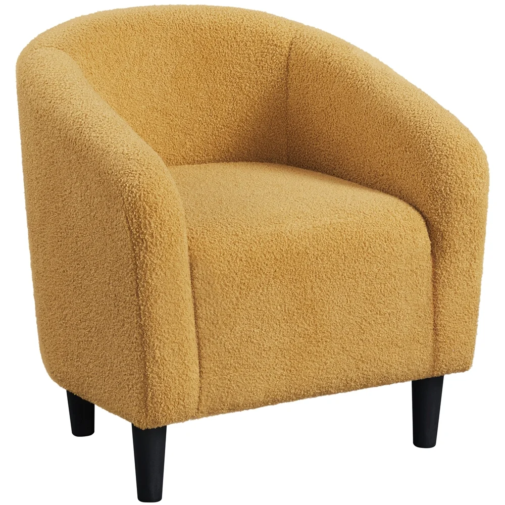 Easyfashion Upholstered Barrel Accent Chair, Mustard Yellow