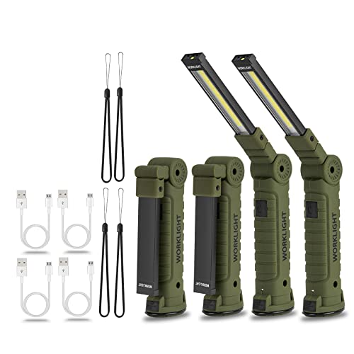 LED Rechargeable Work Lights,Vagocom Flashlight Hand Tools Mens Dad Birthday Gift Magnetic Worklight,360°Rotate 5 Modes Portable Inspection Torch for Mechanics,Automotive,Camping,Emergency (2 Pack)