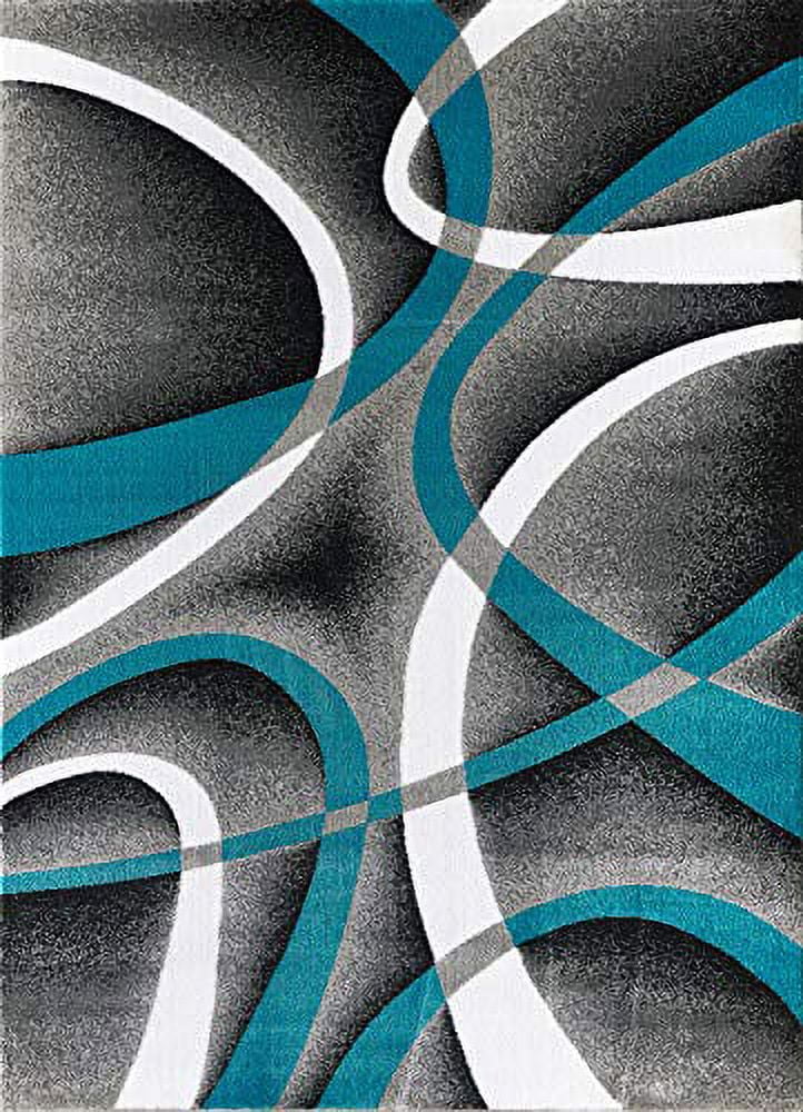 Glory Rugs Modern Area Rug 4x6 Grey Swirls Carpet Bedroom Living Room Contemporary Dining Accent Sevilla Collection 4816A (Turquoise)